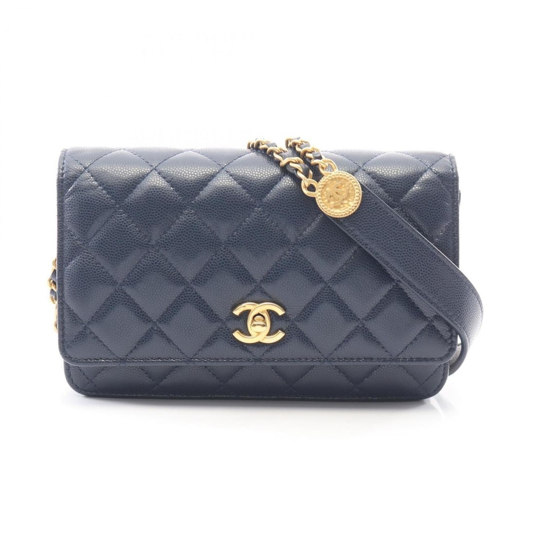 Chanel Matelassé Shoulder Bag/Handbag, Caviar Leather (Grained Calfskin), Women's, Navy, AP2840 (1 of 12)