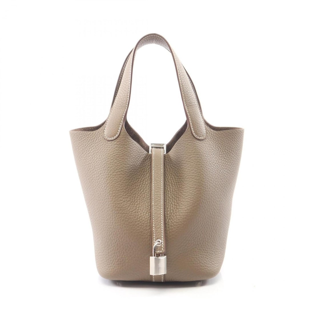 Hermes Picotin Lock PM Handbag, Leather, Taurillon Clemence Women's, Gray, 056289CK: --- Catalog ---Category: SizeSize (HxWxD): 18.5cm x 19cm x 13.5cm / 7.28'' x 7.48'' x 5.31''Category: DesignType: HandbagColor: Etoupe gray, GrayGender: WomenMaterial: Taurillon clemence leather , Lea