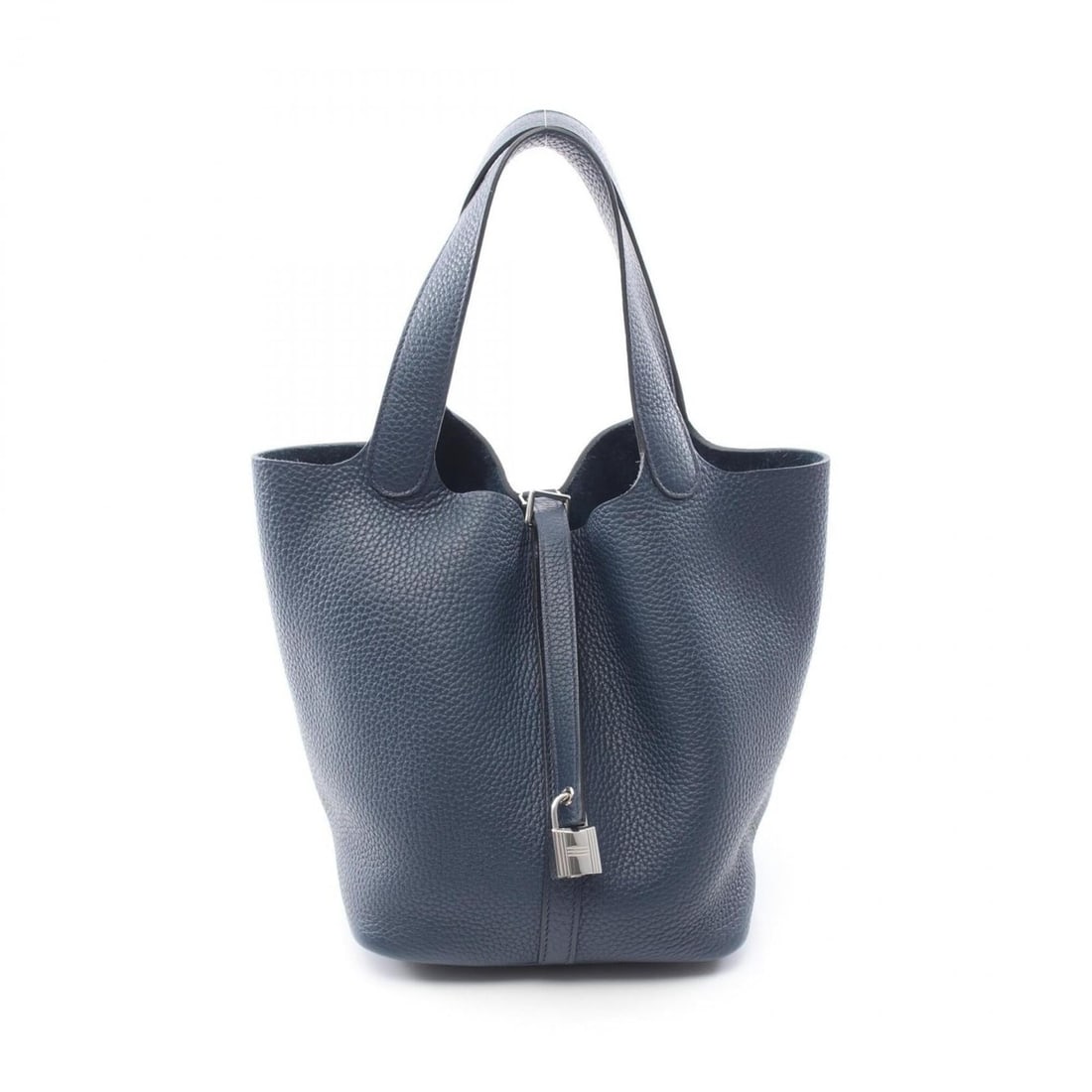 Hermes Picotin Lock MM Handbag, Leather, Taurillon Clemence Women's, Blue: --- Catalog ---Category: SizeSize (HxWxD): 21cm x 22cm x 17cm / 8.26'' x 8.66'' x 6.69''Category: DesignType: HandbagColor: BlueGender: WomenMaterial: Taurillon clemence leather , Leather Outer Pocket