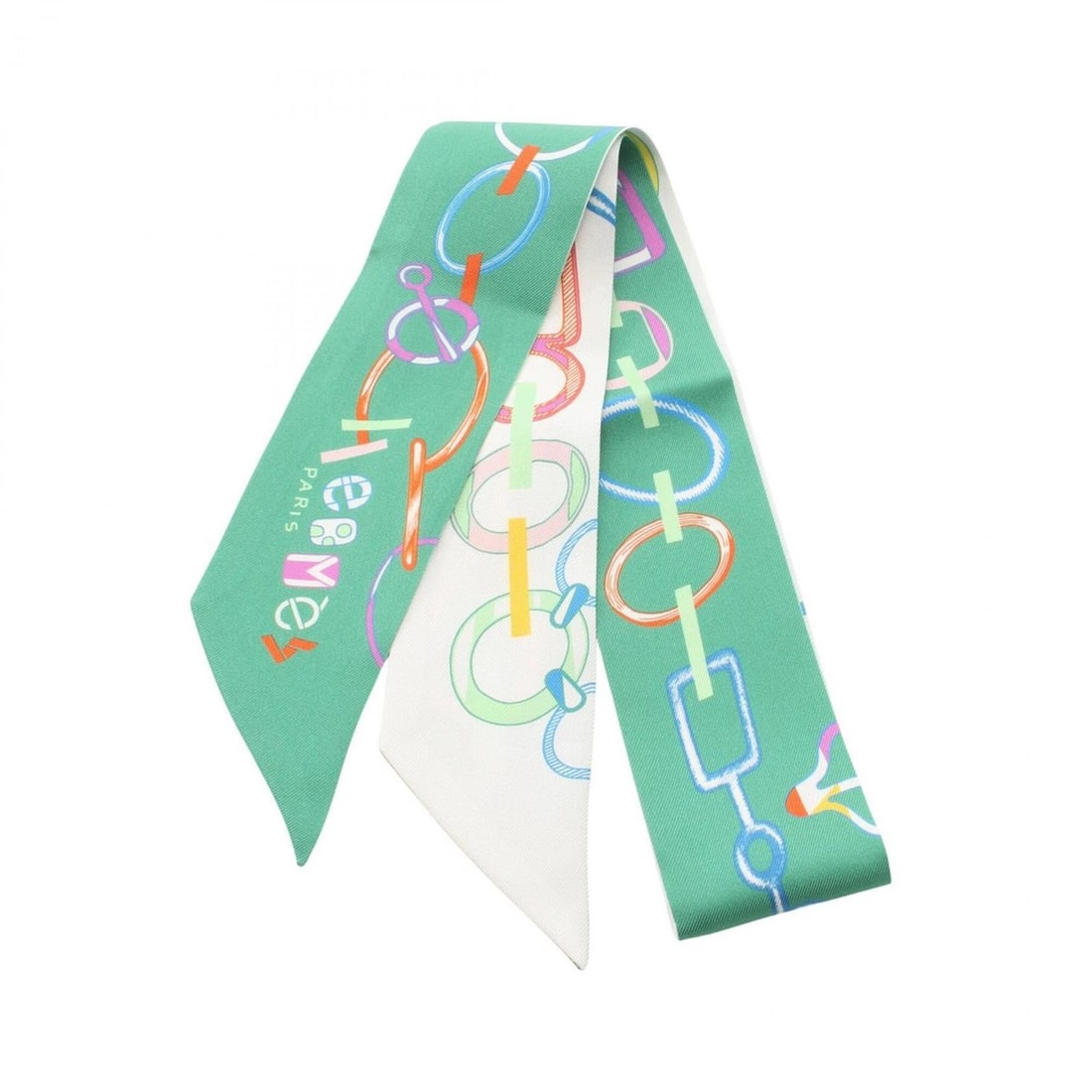 Hermes Twilly Do Re Boucles Ribbon Scarf Muffler Silk Women's Green Multicolor: --- Catalog ---Category: SizeSize (LxW): 85cm x 5cm / 33.46'' x 1.96''Category: DesignType: ScarfColor: Green, Multi-colorGender: WomenMaterial: Silk Category: GeneralBrand: Hermes--- Item List ---Sec