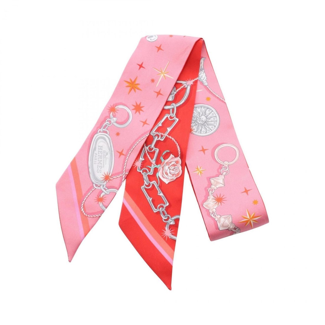 Hermes Twilly C'est La Fete Scarf Muffler Silk Women's Pink Red Multicolor: --- Catalog ---Category: SizeSize (LxW): 85cm x 5cm / 33.46'' x 1.96''Category: DesignType: ScarfColor: Multi-color, Pink, Red colorGender: WomenMaterial: Silk Category: GeneralBrand: Hermes--- Item L