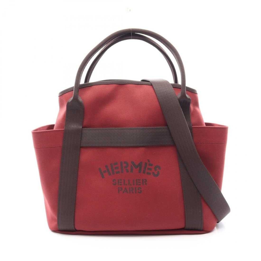 Hermes Sac de Pansage Groom 2-Way Tote Bag/Handbag in Canvas (Toile Military/Toile Chevron) - (1 of 14)