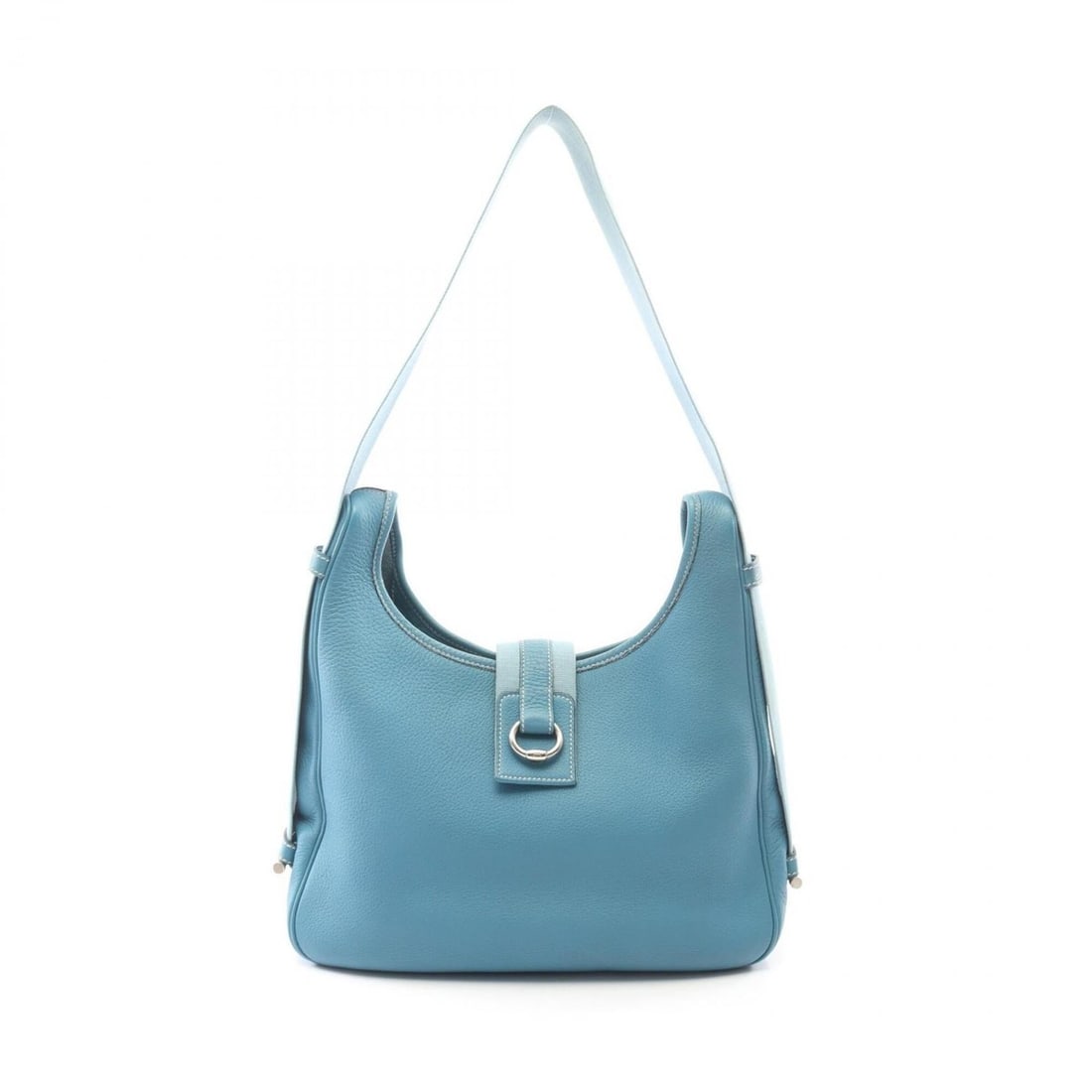 Hermes Saco Shoulder Bag Handbag Leather Taurillon Clemence Women's Blue (1 of 10)