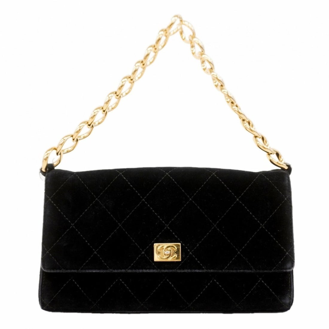 Chanel Matelassé Velour Handbag, Black, Women's: --- Catalog ---Category: SizeSize (HxWxD): 14cm x 22cm x 3.5cm / 5.51'' x 8.66'' x 1.37''Category: DesignType: HandbagColor: BlackGender: WomenHardware Color: GoldCategory: GeneralBrand: Chanel--- Ite