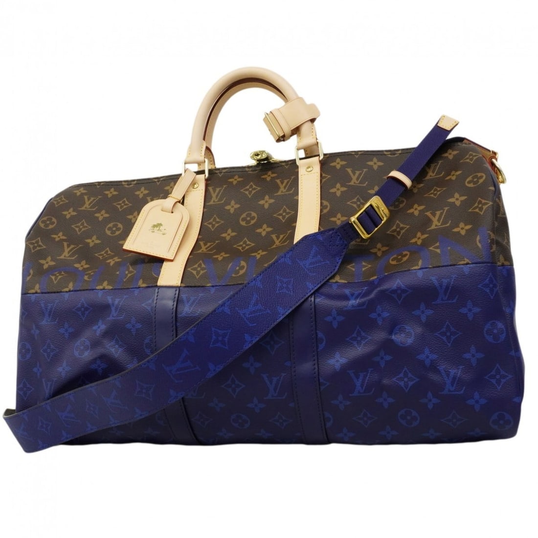 Louis Vuitton Bags - Boston Monogram Split Keepall Bandoulière 50 M43861 Brown Blue Men's & Women's: --- Catalog ---Category: SizeSize (HxWxD): 29cm x 51cm x 22cm / 11.41'' x 20.07'' x 8.66''Category: DesignType: Boston bagColor: Blue, BrownGender: Men,WomenCategory: GeneralMPN: M43861Brand: Louis Vu