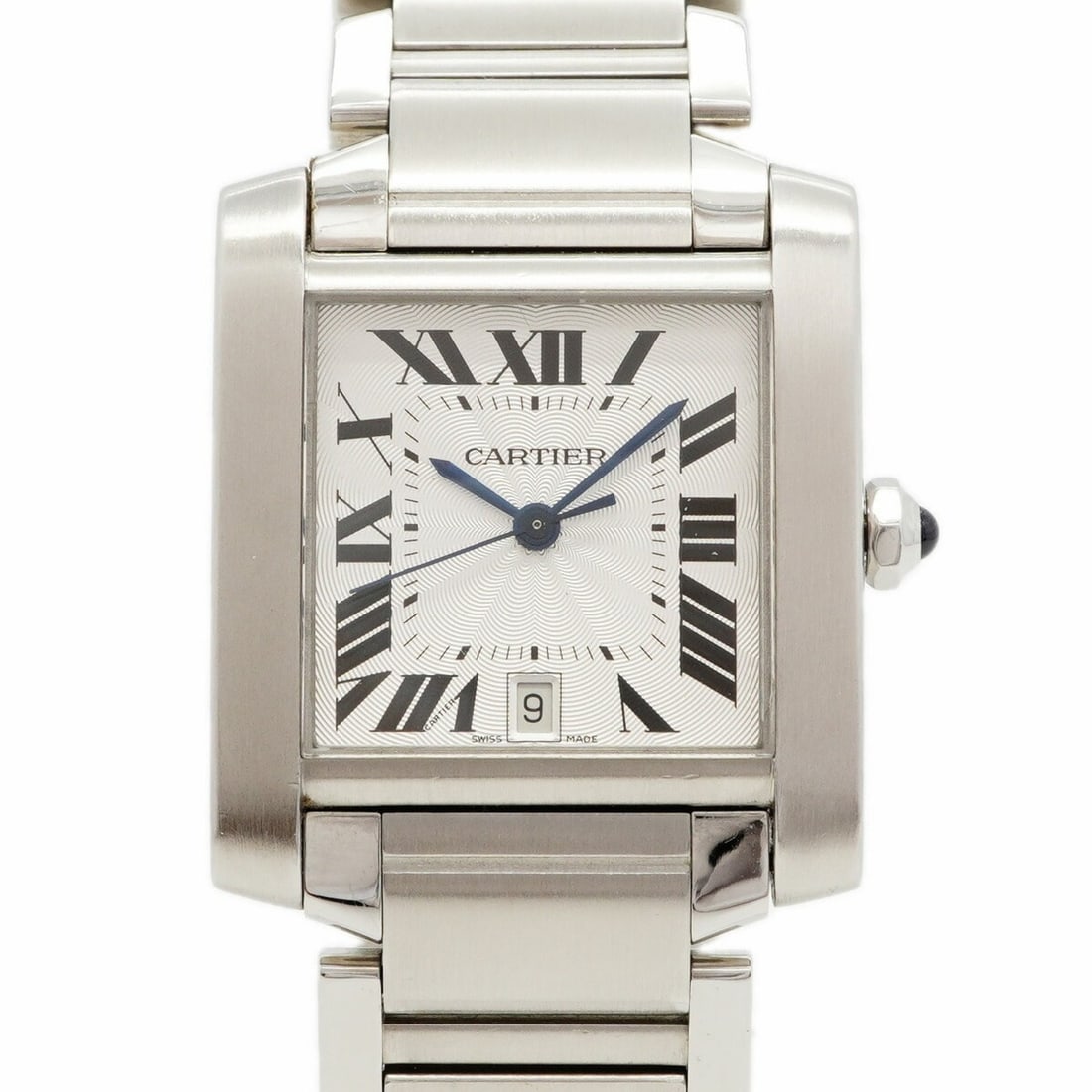 Cartier Tank Française LM W51002Q3 Silver Dial Men's Watch: --- Catalog ---Category: SizeWrist Size: 15.5cm / 6.1''Case Diameter: 28.1mm / 1.11''Category: DesignType: WristwatchGender: MenColor (Dial): SilverMaterial (Band): Stainless steelCategory: GeneralMPN