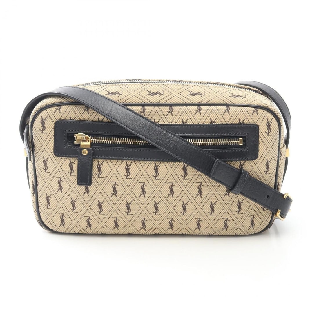 Yves Saint Laurent Saint Laurent Paris camera bag, monogram all-over shoulder bag/handbag, canvas: --- Catalog ---Category: SizeSize (HxWxD): 14cm x 24cm x 6cm / 5.51'' x 9.44'' x 2.36''Category: DesignType: Handbag, Shoulder bagColor: Beige, NavyGender: WomenMaterial: Canvas , Leather Category: Ge