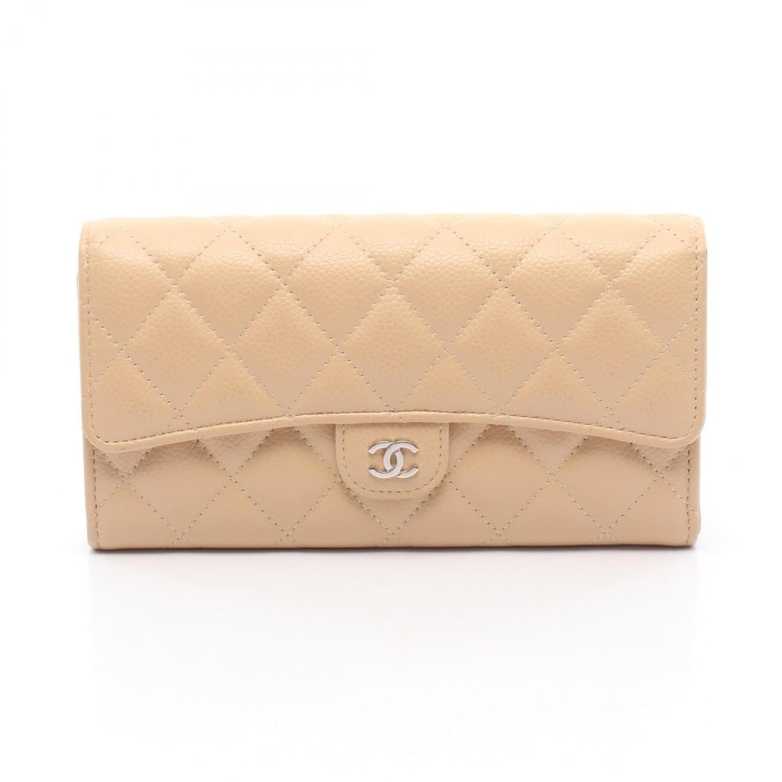 Chanel Classic Long Flap Wallet Matelassé Bi-fold Wallet, Caviar Skin (Grained Calfskin), Women's,: --- Catalog ---Category: SizeSize (HxWxD): 10.5cm x 19.5cm x 4cm / 4.13'' x 7.67'' x 1.57''Category: DesignType: Long wallet (bi-fold)Color: BeigeGender: WomenMaterial: Grained Calfskin Category: Gene
