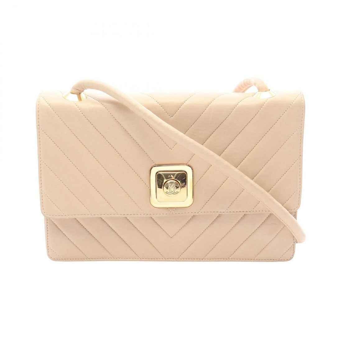 Chanel V-stitch shoulder bag/handbag, lambskin leather, women's, beige.: --- Catalog ---Category: SizeSize (HxWxD): 16cm x 25cm x 5.5cm / 6.29'' x 9.84'' x 2.16''Category: DesignType: Handbag, Shoulder bagColor: BeigeGender: WomenMaterial: Leather Category: GeneralBrand: C