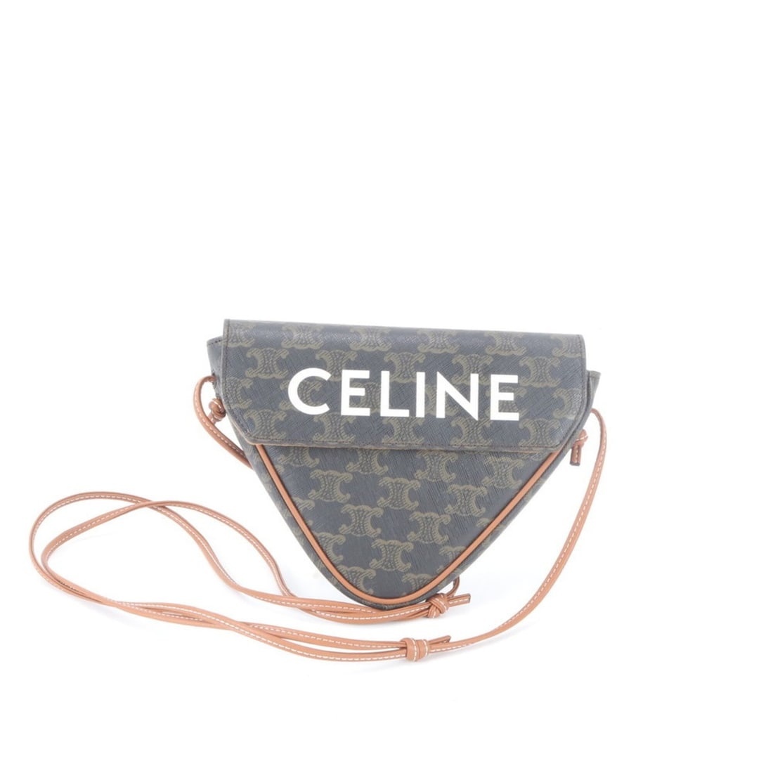Celine Triomphe Canvas Triangle Leather Shoulder Bag, Crossbody Tote Bag - Women's: --- Catalog ---Category: SizeSize (HxWxD): 15cm x 19cm x 3cm / 5.9'' x 7.48'' x 1.18''Strap Length: 87cm / 34.25''Category: DesignType: Shoulder bag, Tote bagColor: Dark brownGender: WomenMaterial: Le