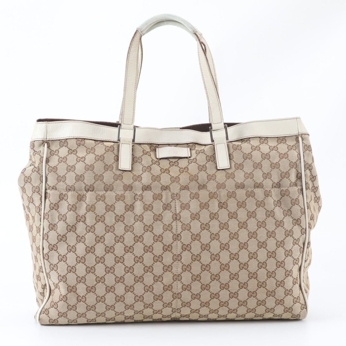 Gucci GG Canvas 153213 Leather Tote Bag, Handbag, Shoulder Beige, Men's: --- Catalog ---Category: SizeSize (HxWxD): 34cm x 43cm x 13cm / 13.38'' x 16.92'' x 5.11''Handle Length: 50cm / 19.68''Category: DesignType: Handbag, Tote bagColor: Beige, IvoryGender: MenMaterial: Le
