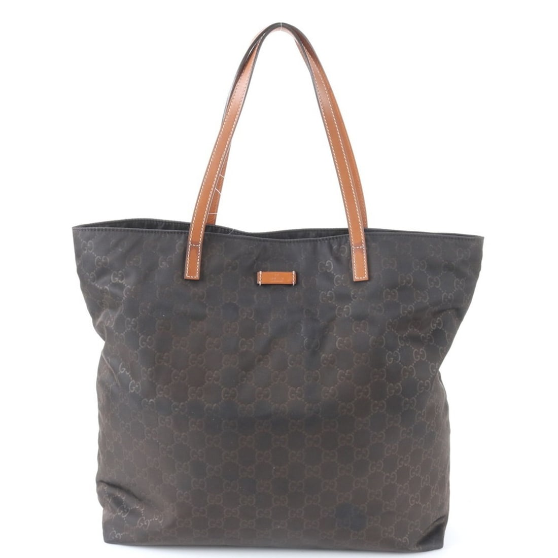 Gucci GG Nylon 295252 Leather Tote Bag / Handbag/Shoulder Bag, Brown, Women's: --- Catalog ---Category: SizeSize (HxWxD): 36cm x 38cm x 16cm / 14.17'' x 14.96'' x 6.29''Handle Length: 49cm / 19.29''Category: DesignType: Handbag, Tote bagColor: BrownGender: WomenMaterial: Nylon ,