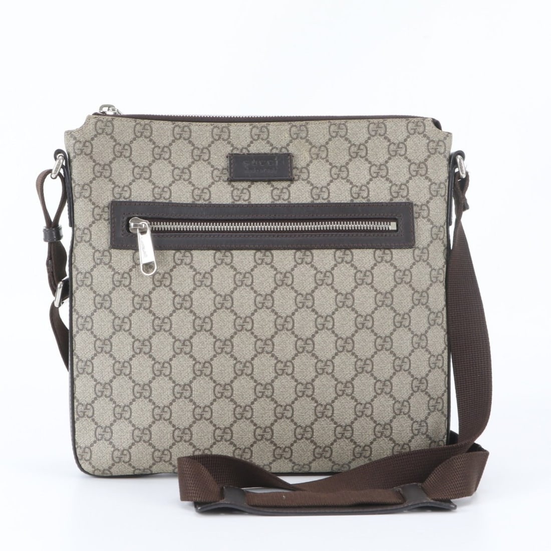Gucci GG Supreme 406408 Leather Shoulder Bag, Crossbody Messenger Brown, Men's: --- Catalog ---Category: SizeSize (HxWxD): 28cm x 27cm x 3cm / 11.02'' x 10.62'' x 1.18''Strap Length: 128cm / 50.39''Category: DesignType: Shoulder bagColor: Beige, BrownGender: MenMaterial: Leather 
