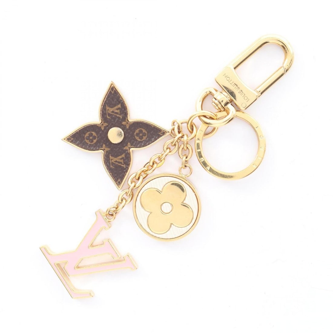 Louis Vuitton Spring Street Monogram Keychain Accessory GP Women's Gold-tone Multicolor M01187: --- Catalog ---Category: SizeSize (HxWxD): 14cm x 4.2cm / 5.51'' x 1.65''Category: DesignType: KeyringColor: Gold, Multi-colorGender: WomenMaterial: Gold platingCategory: GeneralMPN: M01187Brand: Loui