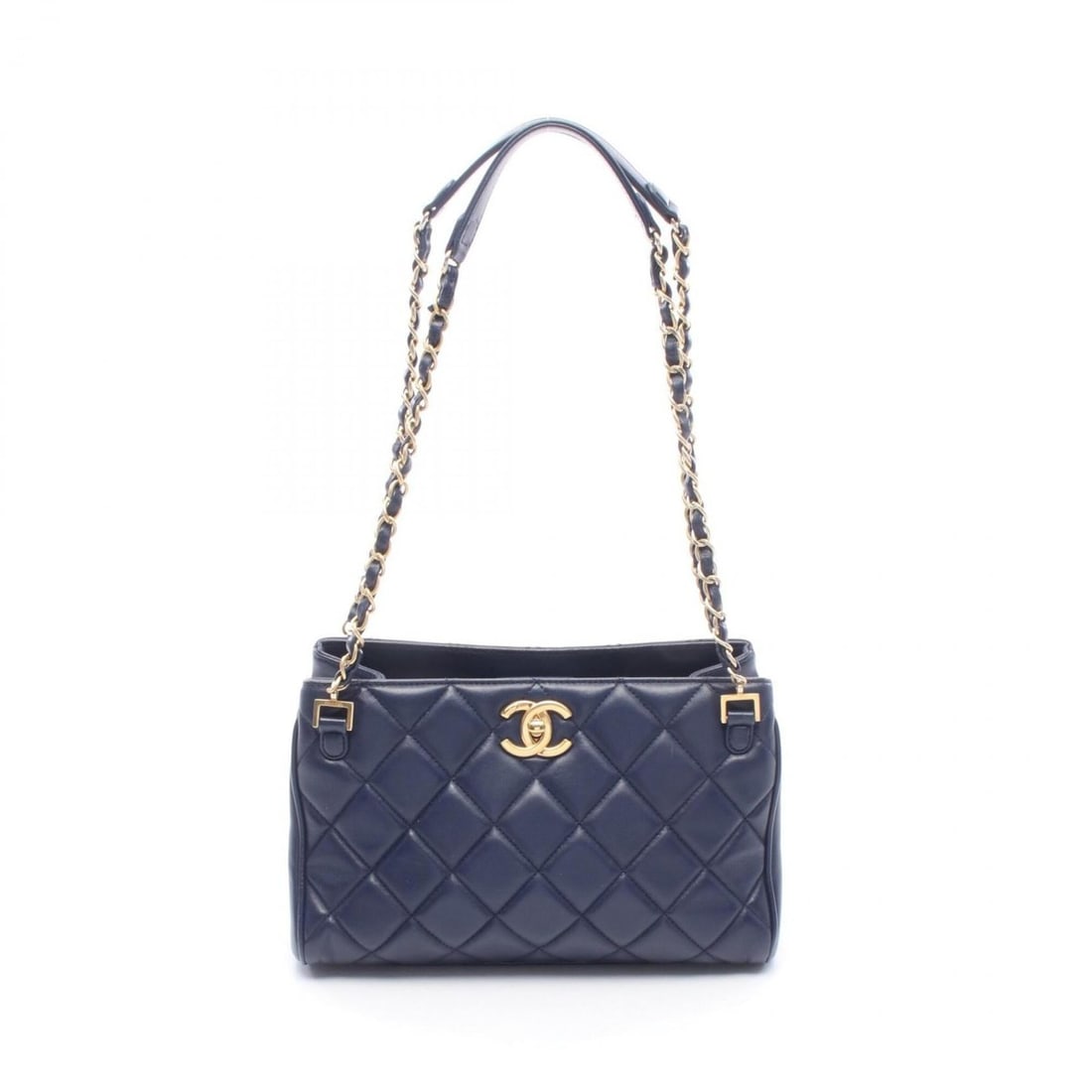 Chanel Matelassé Shoulder Bag/Handbag, Leather, Women's, Navy (1 of 13)