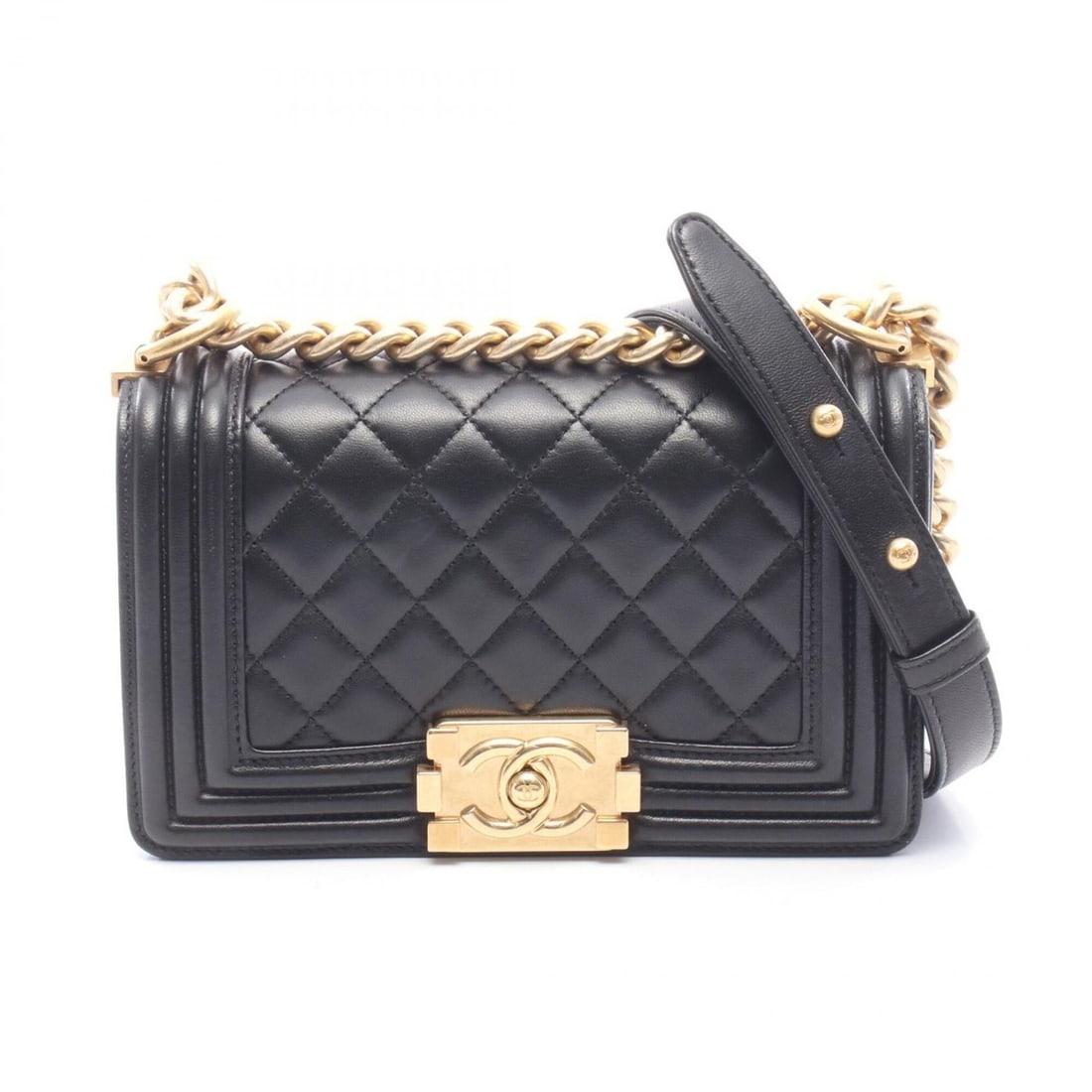 Chanel Boy Small Shoulder Bag/Handbag, Lambskin Leather, Women's, Black (A67085) (1 of 11)