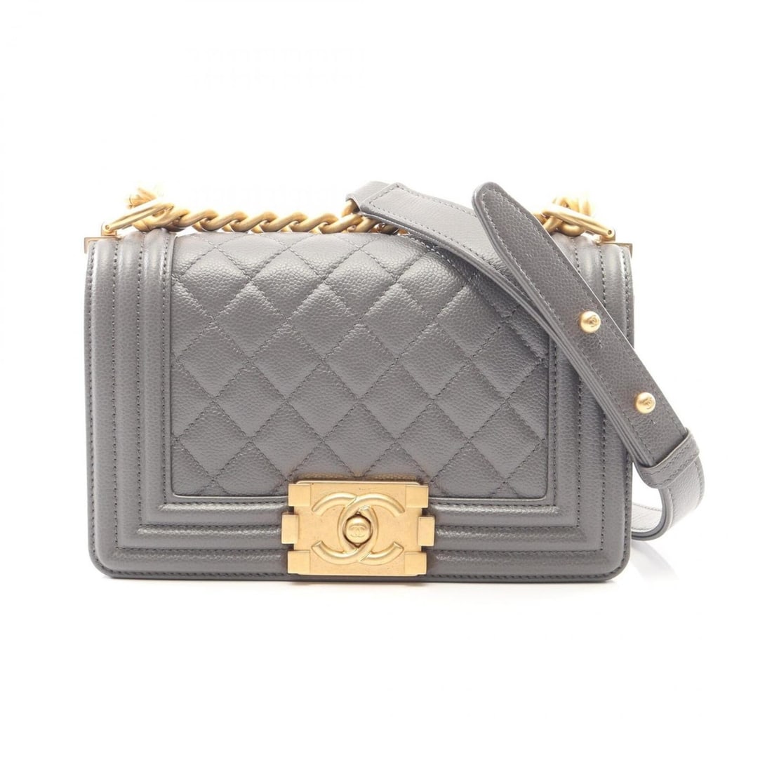 Chanel Boy Small Shoulder Bag/Handbag, Caviar Leather (Grained Calfskin), Women's, Gray, A67085: --- Catalog ---Category: SizeSize (HxWxD): 12cm x 20cm x 6cm / 4.72'' x 7.87'' x 2.36''Category: DesignType: Handbag, Shoulder bagColor: GrayGender: WomenMaterial: Grained Calfskin Category: GeneralMP