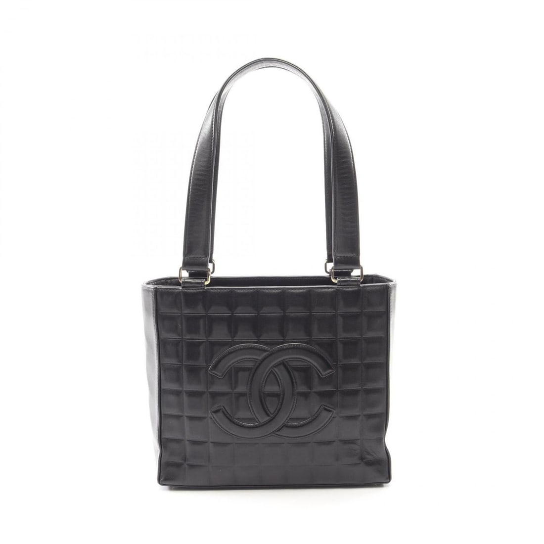 Chanel Chocolate Bar Tote Bag/Handbag, Lambskin Leather, Women's, Black: --- Catalog ---Category: SizeSize (HxWxD): 21.5cm x 24cm x 8cm / 8.46'' x 9.44'' x 3.14''Category: DesignType: Handbag, Tote bagColor: BlackGender: WomenMaterial: Leather Category: GeneralBrand: Chane