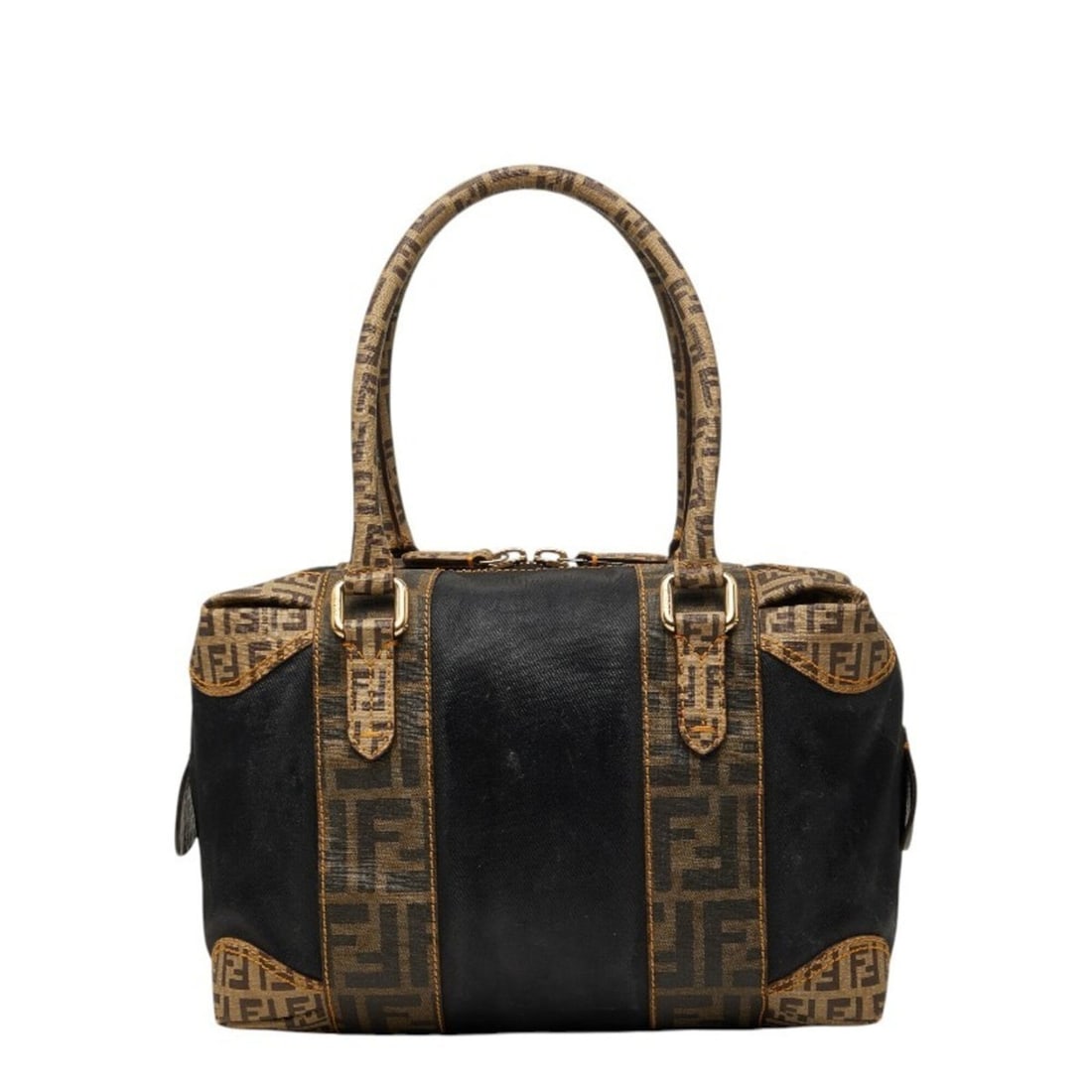 Fendi Zucca Zucchino Mini Boston Bag, Handbag, Shoulder 8BL095, Black/Brown Canvas Leather, Women's: --- Catalog ---Category: SizeSize (HxWxD): 17.5cm x 28.5cm x 13cm / 6.88'' x 11.22'' x 5.11''Category: DesignType: Boston bag, HandbagColor: Black, BrownGender: WomenMaterial: Zucca , Canvas , PVC , L