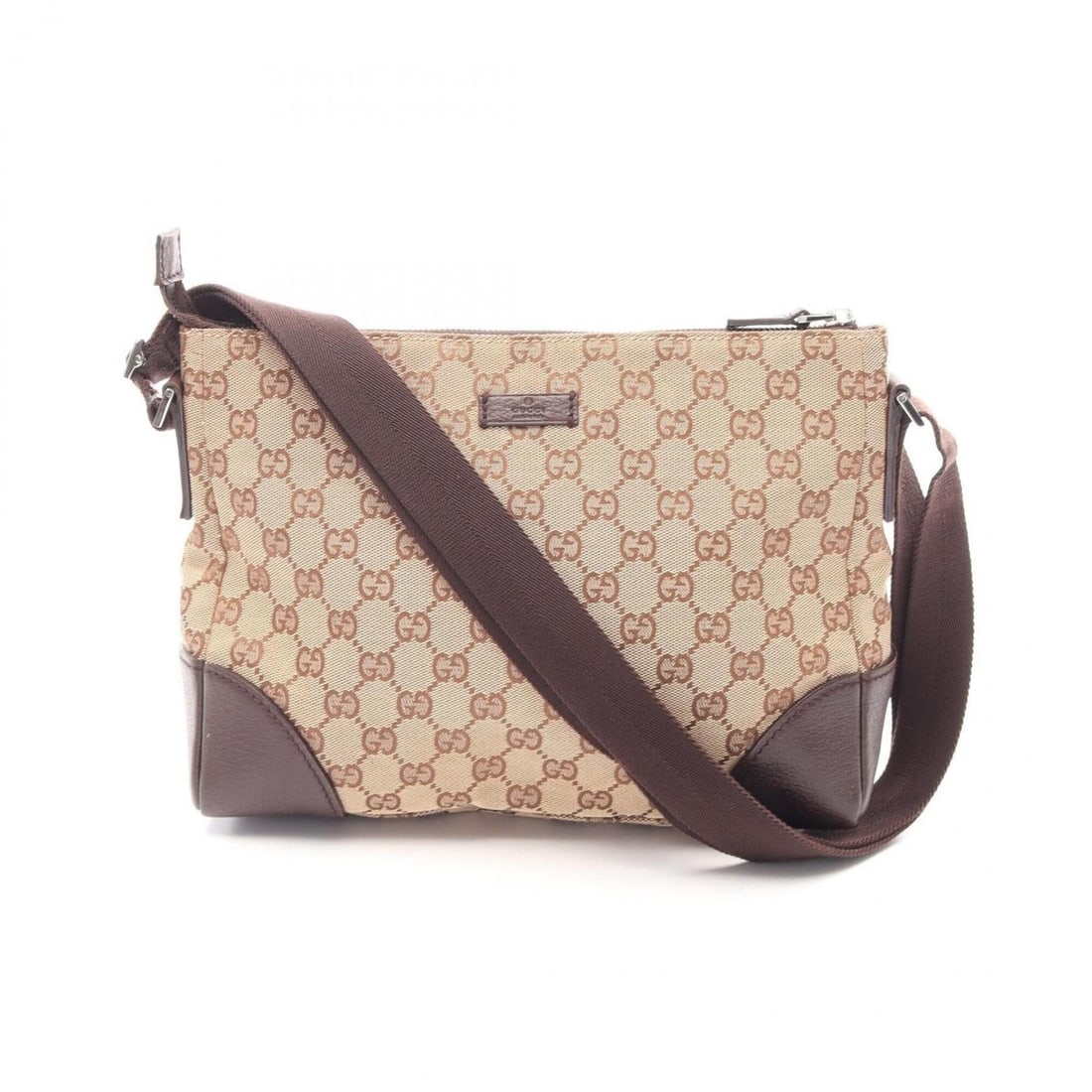 Gucci GG Canvas Shoulder Bag/Handbag, and Leather, Women's, Beige/Brown, 114273 (1 of 10)