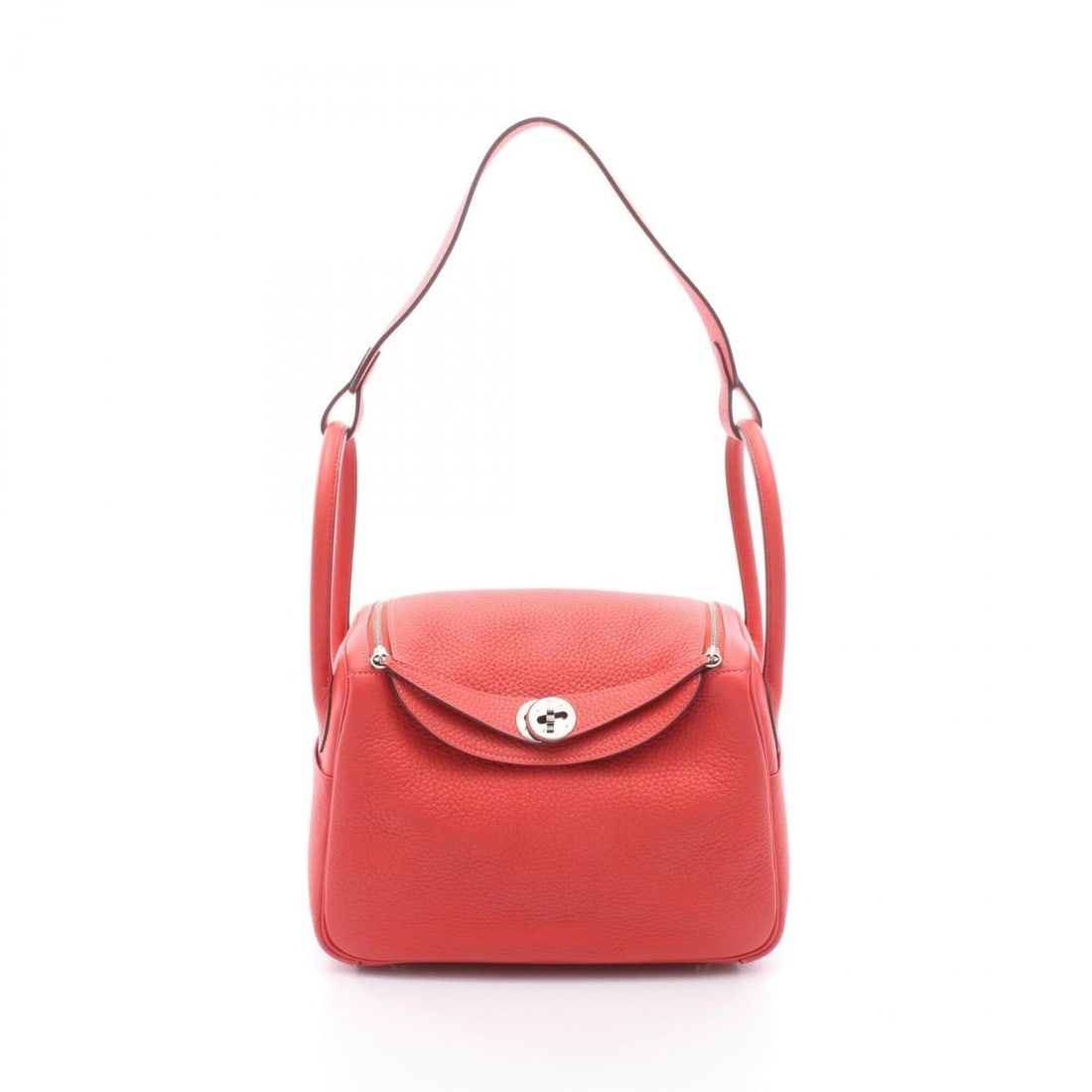 Hermes Lindy 26 Shoulder Bag/Handbag, Leather, Taurillon Clemence, Women's, Red: --- Catalog ---Category: SizeSize (HxWxD): 18cm x 26cm x 12.5cm / 7.08'' x 10.23'' x 4.92''Category: DesignType: Handbag, Shoulder bagColor: Red colorGender: WomenMaterial: Leather Leather/Fur Type: T