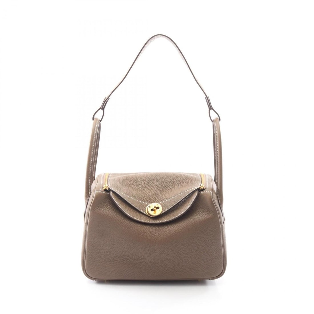 Hermes Lindy 26 Etoupe Shoulder Bag/Handbag, Leather (Taurillon Clemence), Women's, Gray: --- Catalog ---Category: SizeSize (HxWxD): 18cm x 26cm x 12.5cm / 7.08'' x 10.23'' x 4.92''Category: DesignType: Handbag, Shoulder bagColor: Etoupe gray, GrayGender: WomenMaterial: Leather Leather/Fur