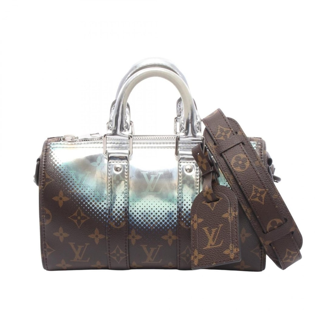 Louis Vuitton Keepall Bandoulière 25 2-Way Handbag, Coated Canvas, Monogram Metallic Nebula, Men's,: --- Catalog ---Category: SizeSize (HxWxD): 15cm x 25cm x 10cm / 5.9'' x 9.84'' x 3.93''Category: DesignType: HandbagColor: Brown, Multi-color, SilverGender: MenMaterial: Coated canvas Category: Genera