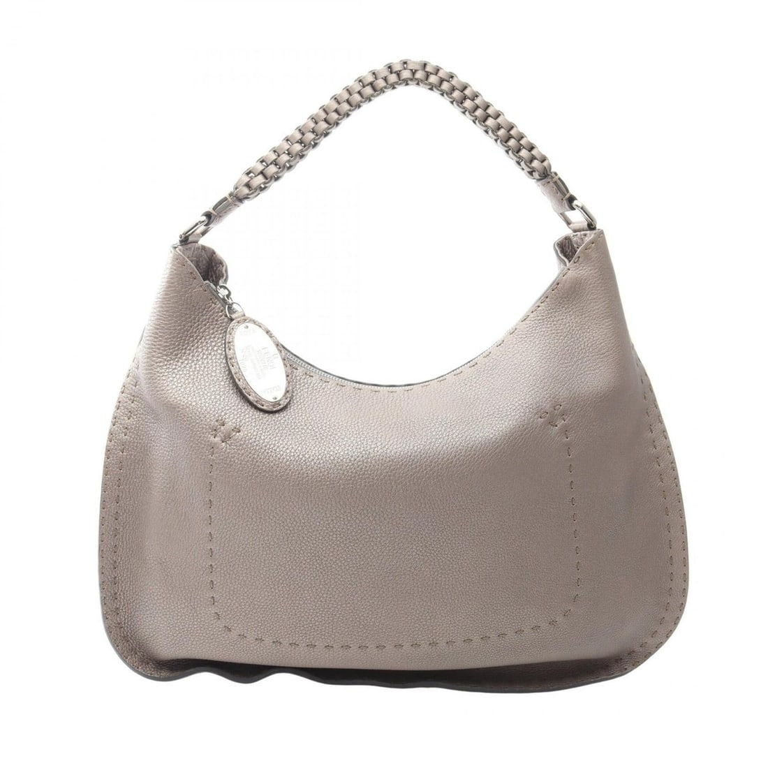 Fendi Selleria Metallic Braided Strap Shoulder Bag Handbag Leather Women's Beige (1 of 12)