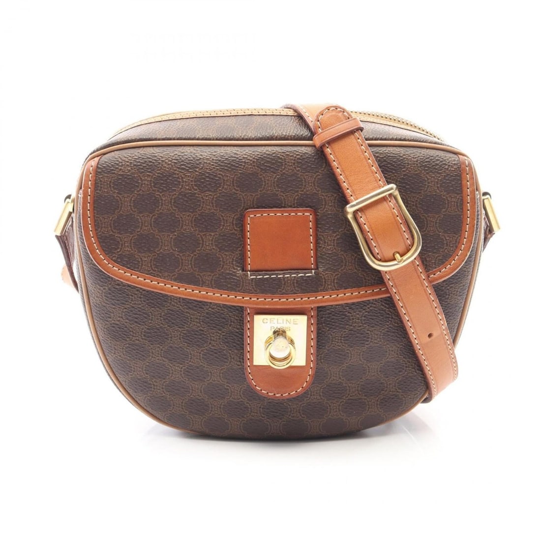 Celine Macadam Shoulder Bag/Handbag, Coated Canvas and Leather, Women's, Brown: --- Catalog ---Category: SizeSize (HxWxD): 16cm x 19cm x 7cm / 6.29'' x 7.48'' x 2.75''Strap Length: 112cm - 122cm / 44.09'' - 48.03''Category: DesignType: Handbag, Shoulder bagColor: BrownGender: Wom