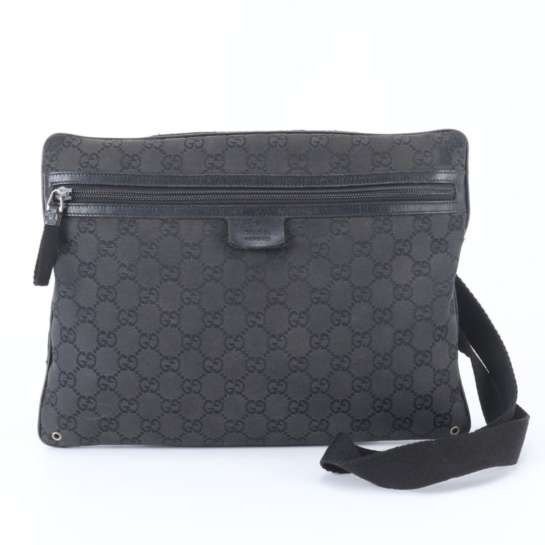 Gucci GG Canvas 90476 Leather Shoulder Bag, Crossbody Messenger Sacoche, Tote Bag - Black Men's (1 of 12)