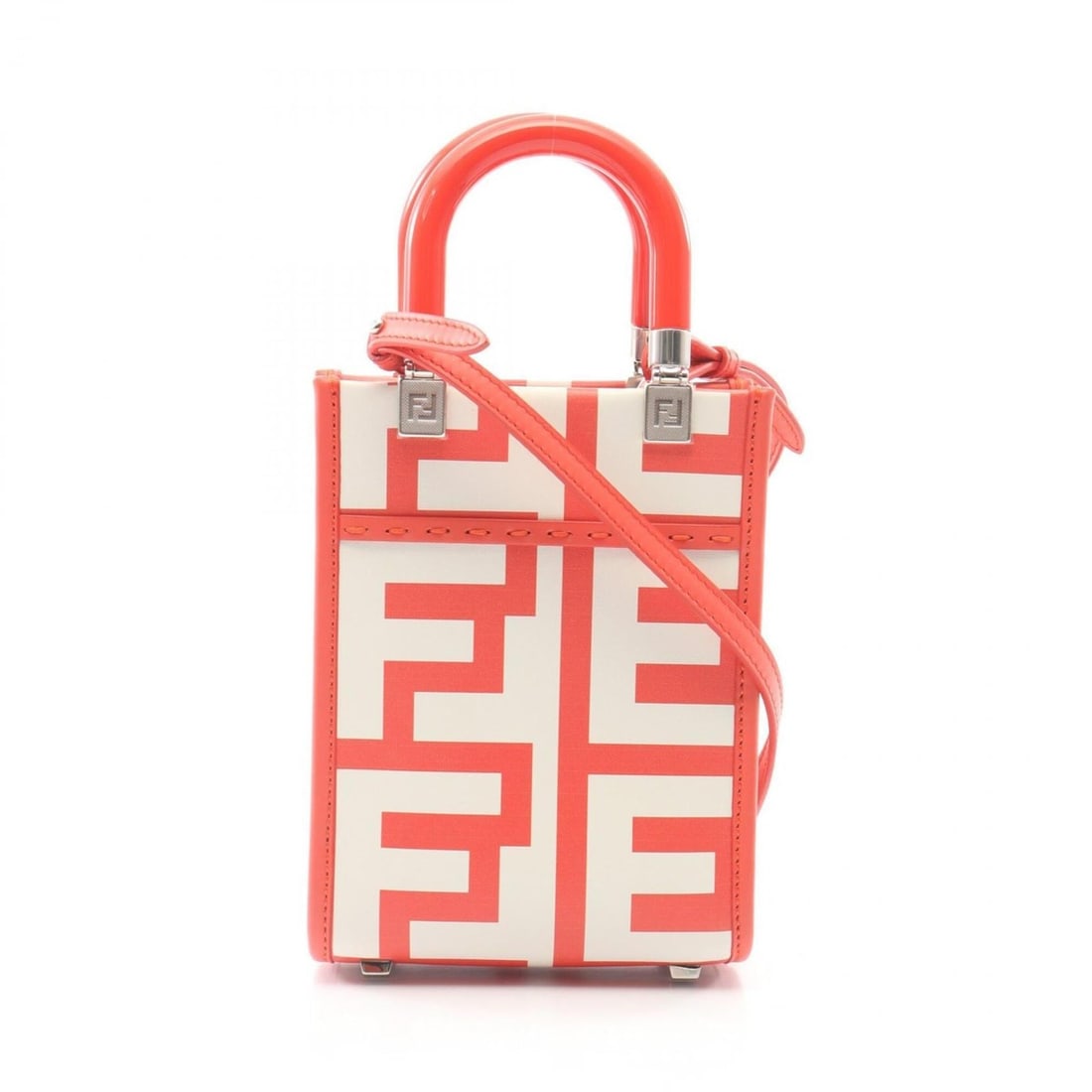 Fendi Sunshine Shopper Mini 2-Way Handbag, Leather, Women's, Red/White, 8BS051: --- Catalog ---Category: SizeSize (HxWxD): 17cm x 13cm x 5.5cm / 6.69'' x 5.11'' x 2.16''Category: DesignType: HandbagColor: Red color, WhiteGender: WomenMaterial: Leather Category: GeneralMPN: 8BS051