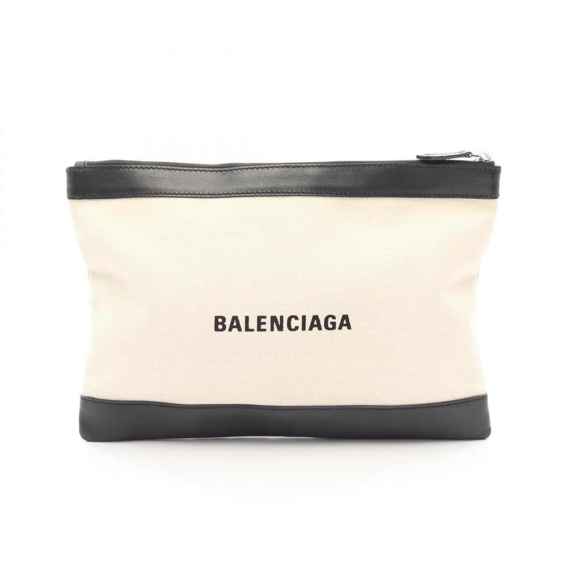Balenciaga Navy Clip M Second Bag Clutch Handbag Canvas Leather Men's Women's Ivory Black 373834: --- Catalog ---Category: SizeSize (HxWxD): 22.5cm x 33cm x 1cm / 8.85'' x 12.99'' x 0.39''Category: DesignType: Clutch bagColor: Black, IvoryGender: Men,WomenMaterial: Canvas , Leather Category: Gener