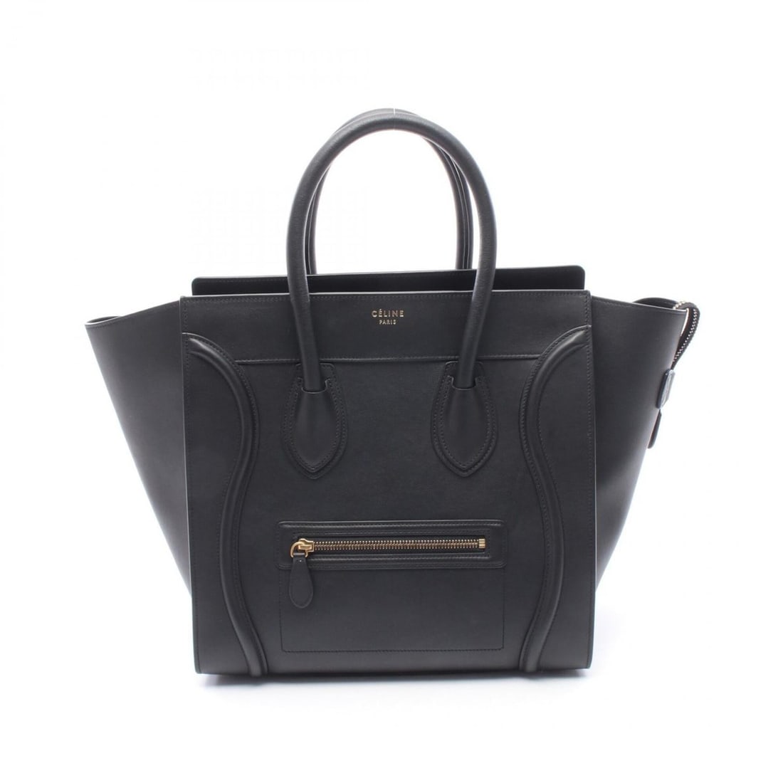 Celine Luggage Mini Shopper Handbag, Leather, Women's, Black, 165213: --- Catalog ---Category: SizeSize (HxWxD): 31cm x 30cm x 17cm / 12.2'' x 11.81'' x 6.69''Category: DesignType: HandbagColor: BlackGender: WomenMaterial: Leather Category: GeneralMPN: 165213Brand: Celi