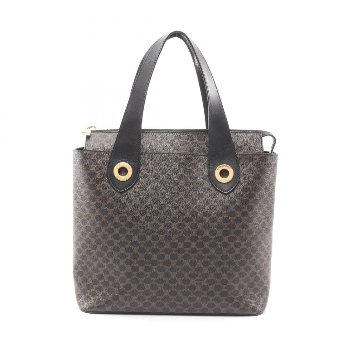 Celine Macadam Handbag, Coated Canvas Leather, Women's, Black/Brown: --- Catalog ---Category: SizeSize (HxWxD): 29cm x 30cm x 12cm / 11.41'' x 11.81'' x 4.72''Category: DesignType: HandbagColor: Black, BrownGender: WomenMaterial: Coated canvas , Leather Category: Gener