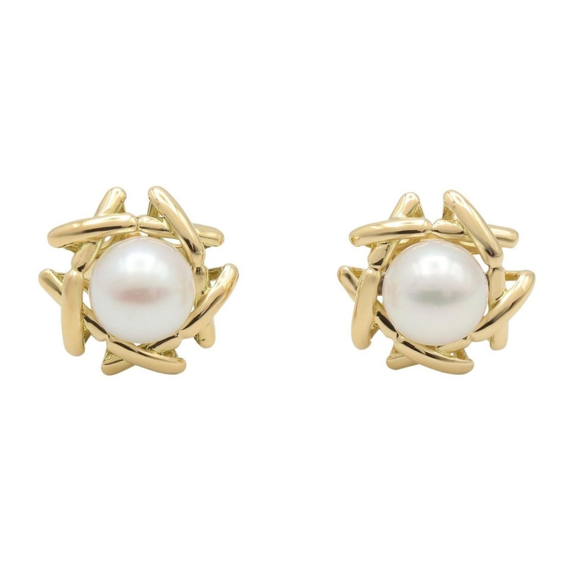 Tiffany & Co. Pearl Earrings, 18K (Yellow Gold), Pearl, Women's, White/Gold Tones: --- Catalog ---Category: SizeSize (HxWxD): 12.00mm x 12.00mm / 0.47'' x 0.47''Category: DesignType: Stud earringsColor: Gold, WhiteStone: PearlGender: WomenMaterial: Yellow gold (18K)Category: General
