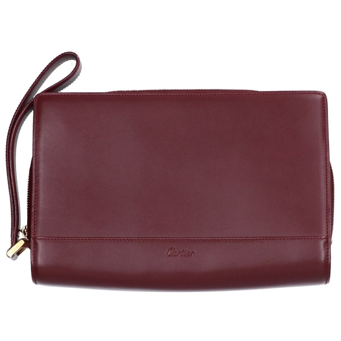Cartier Must Line Embossed Logo Calf Leather Second Bag Clutch Bordeaux Men's: --- Catalog ---Category: SizeSize (HxWxD): 17cm x 26cm x 7cm / 6.69'' x 10.23'' x 2.75''Category: DesignType: Clutch bagColor: BordeauxGender: MenMaterial: Leather Category: GeneralBrand: Cartier--- I