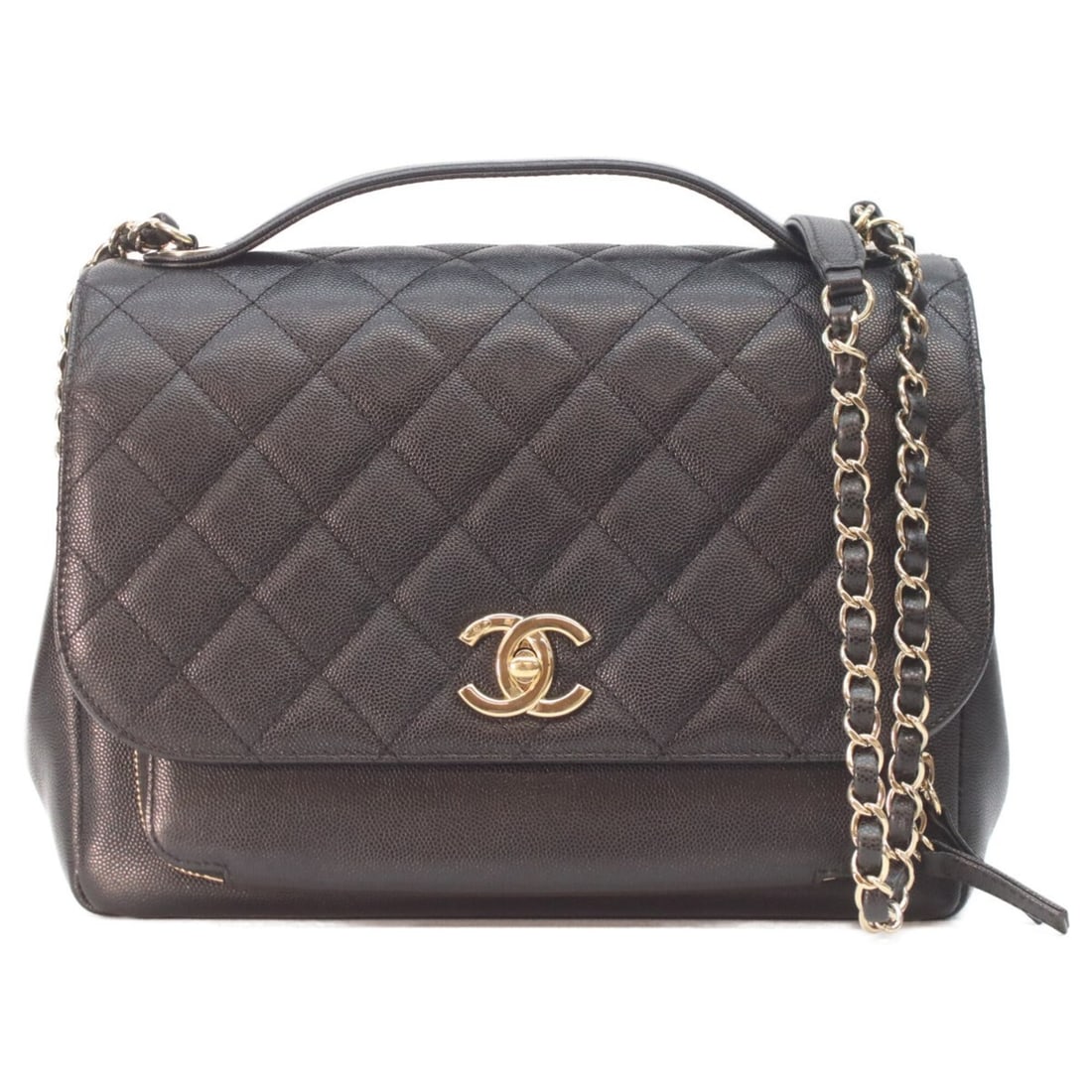 CHANEL A93607 Caviar Business Affinity 2-Way Bag Shoulder Black Gold Hardware Women's: --- Catalog ---Category: SizeSize (HxWxD): 20cm x 27cm x 9cm / 7.87'' x 10.62'' x 3.54''Category: DesignType: Shoulder bagColor: BlackGender: WomenMaterial: Grained Calfskin Hardware Color: GoldCatego