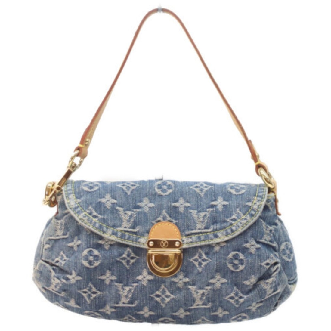 LOUIS VUITTON M95050 Monogram Denim Mini Pleaty Shoulder Bag, Indigo, Gold Hardware, Women's (1 of 15)