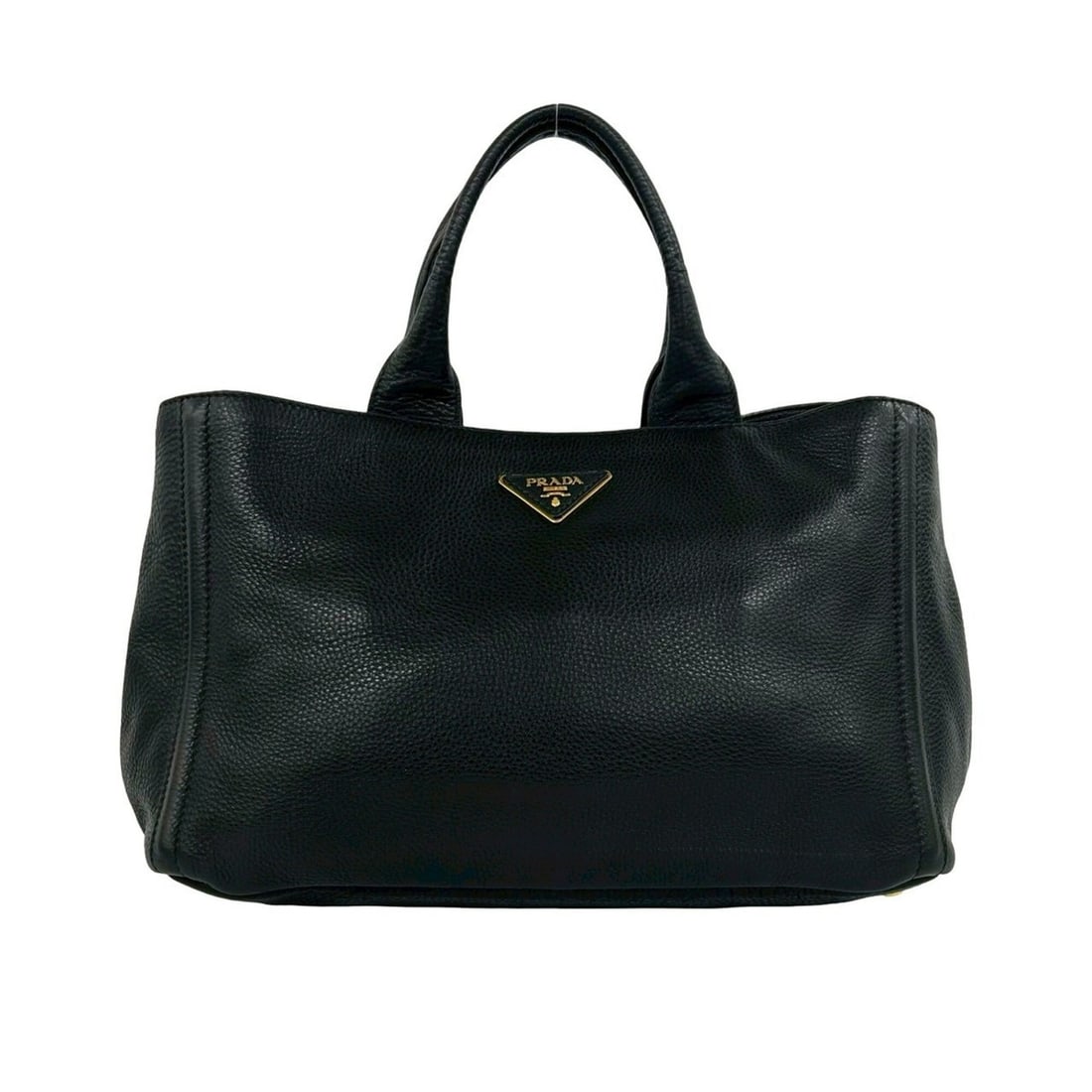 PRADA Canapa Triangle Logo Plate Hardware Leather Genuine Handbag Boston Bag Tote Black 11075: --- Catalog ---Category: SizeSize (HxWxD): 22cm x 38cm x 24.5cm / 8.66'' x 14.96'' x 9.64''Category: DesignType: Boston bag, Handbag, Tote bagColor: BlackGender: WomenMaterial: Leather Category: Gener