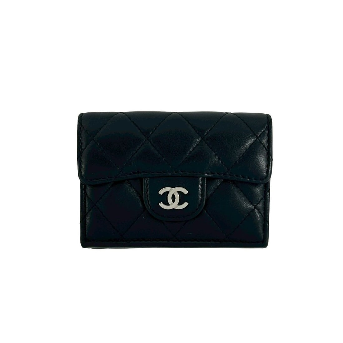 CHANEL Matelassé Coco Mark Lambskin Leather Tri-fold Wallet, Black, 37774: --- Catalog ---Category: SizeSize (HxWxD): 7cm x 10.5cm x 3.5cm / 2.75'' x 4.13'' x 1.37''Category: DesignType: Wallet (tri-fold)Color: BlackGender: WomenMaterial: Leather Leather/Fur Type: LambskinCa