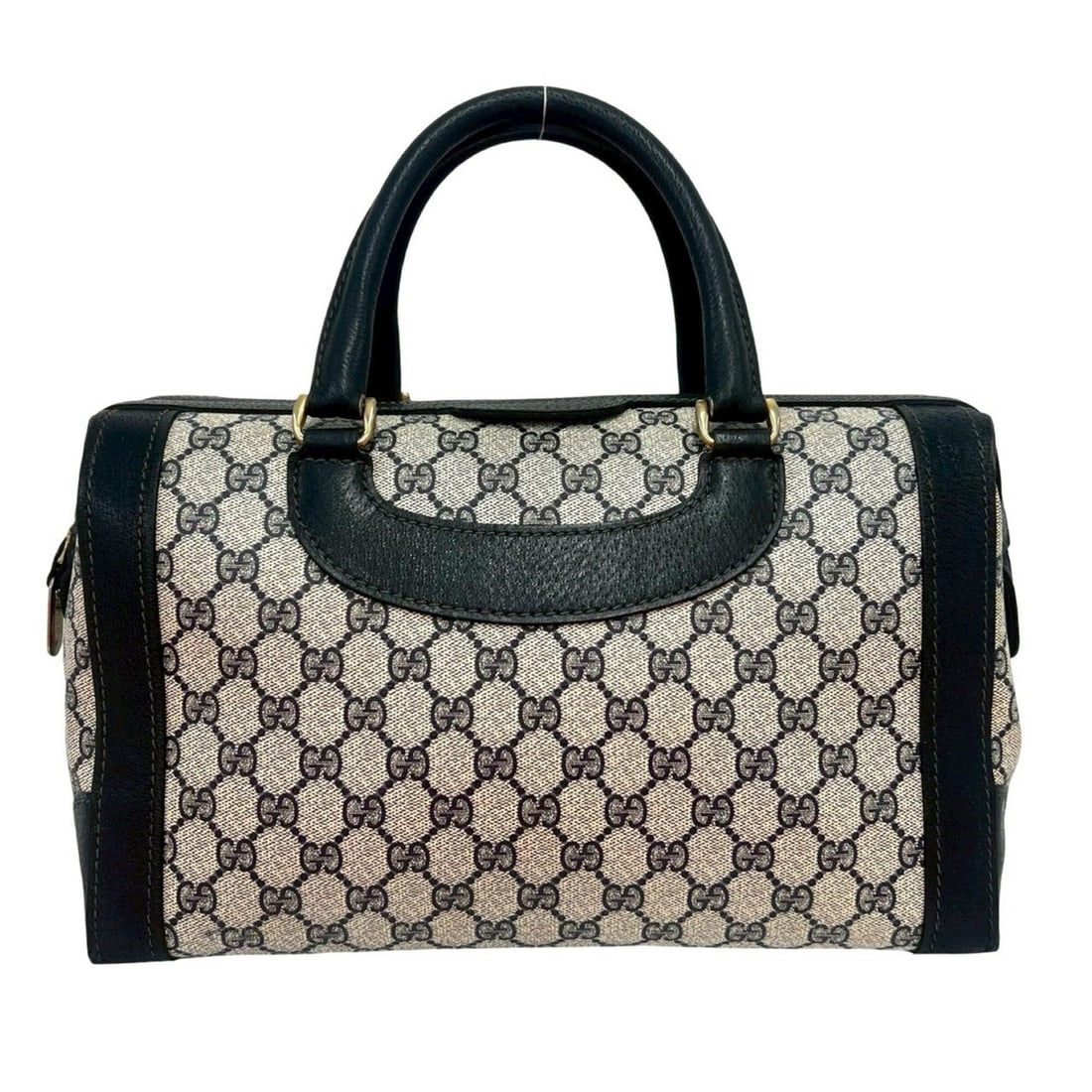 GUCCI Vintage GG Pattern Leather Handbag/Boston Bag/Tote Bag, Navy, 07248: --- Catalog ---Category: SizeSize (HxWxD): 22cm x 33cm x 16cm / 8.66'' x 12.99'' x 6.29''Category: DesignType: Boston bag, Handbag, Tote bagColor: NavyGender: WomenMaterial: PVC , Leather Category: Ge