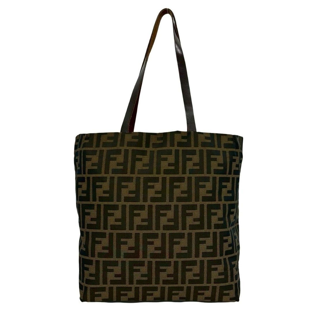 FENDI Zucca pattern canvas leather tote bag, handbag, semi-shoulder brown, 09848: --- Catalog ---Category: SizeSize (HxWxD): 27.5cm x 27cm x 11cm / 10.82'' x 10.62'' x 4.33''Category: DesignType: Handbag, Shoulder bag, Tote bagColor: BrownGender: WomenMaterial: Canvas , Leather Cat