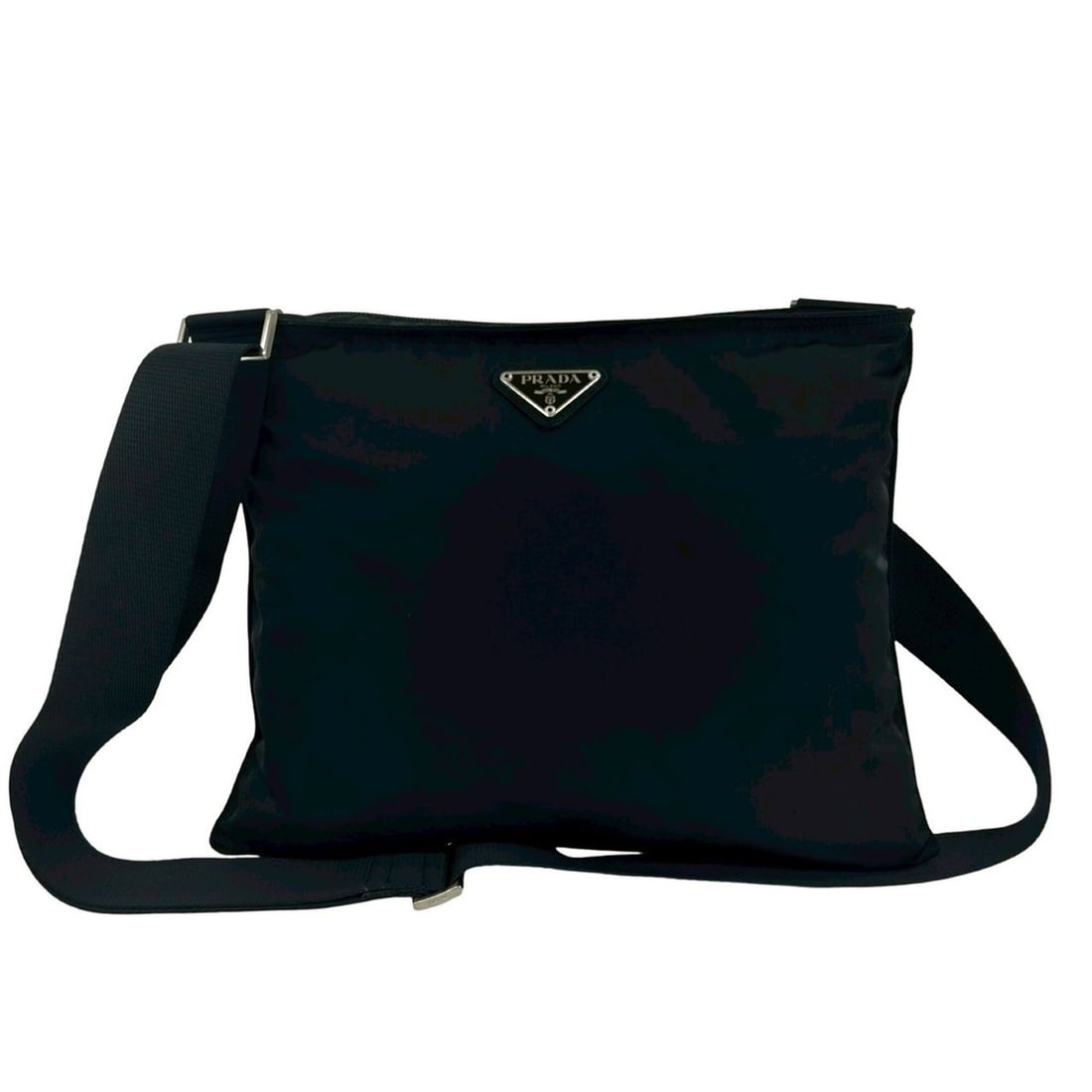PRADA Prada Triangle Logo Plate Hardware Nylon Leather Genuine Shoulder Bag Sacoche Pouch Black: --- Catalog ---Category: SizeSize (HxWxD): 24cm x 31cm / 9.44'' x 12.2''Category: DesignType: Pochette, Shoulder bagColor: BlackGender: WomenMaterial: Nylon , Leather Category: GeneralBrand: Prada--- 