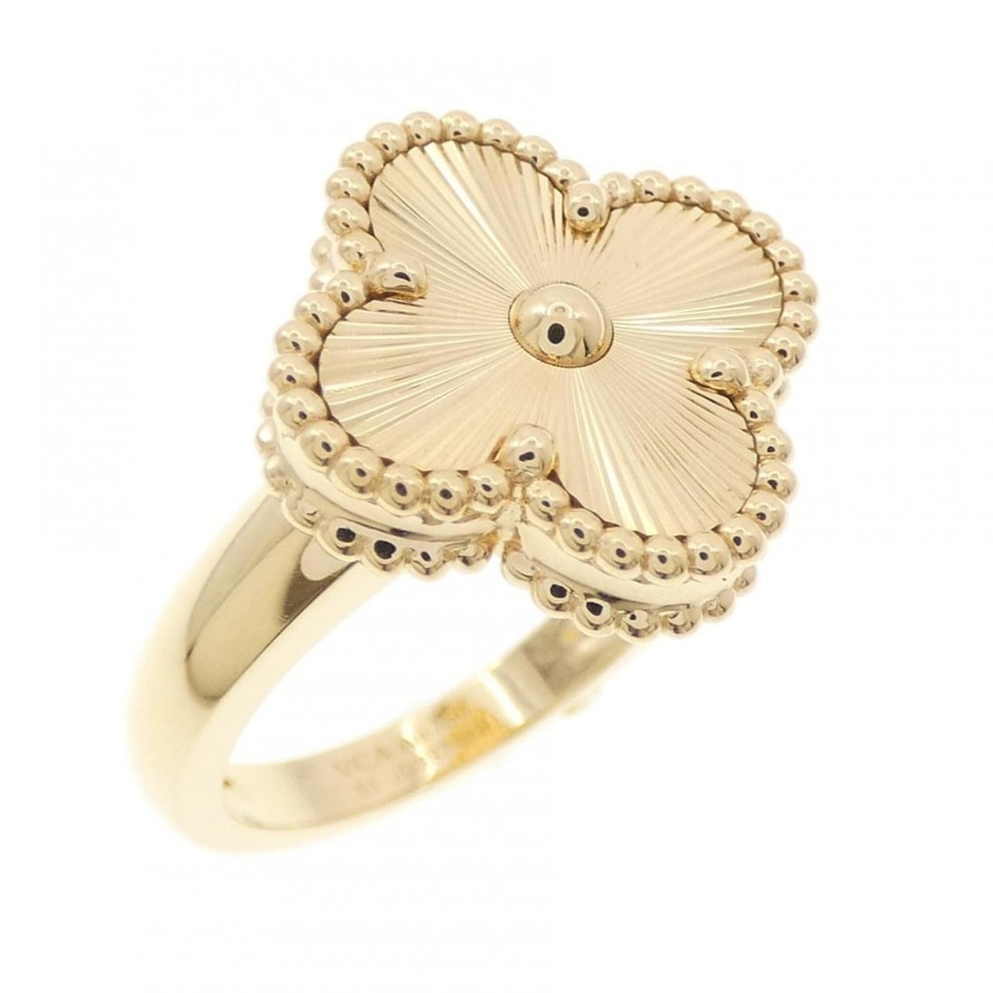 Van Cleef & Arpels Vintage Alhambra Ring: --- Catalog ---Category: SizeUS Size: 6Brand Size: 51Category: DesignType: Band ringGender: WomenMaterial: Yellow gold (18K)Category: GeneralMPN: VCARP6I300Brand: Van Cleef & Arpels--- Item List