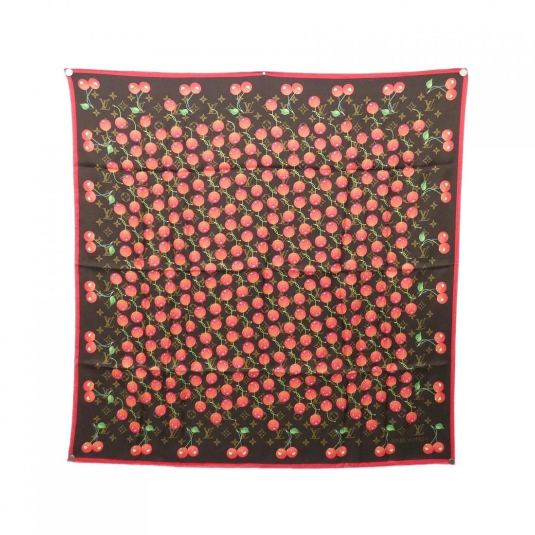 Louis Vuitton Carre Monogram Cherry M71962 Scarf/Muffler: --- Catalog ---Category: SizeSize (LxW): 90cm x 90cm / 35.43'' x 35.43''Category: DesignType: ScarfColor: BrownGender: WomenMaterial: Silk Category: GeneralMPN: M71962Brand: Louis Vuitton--- Item