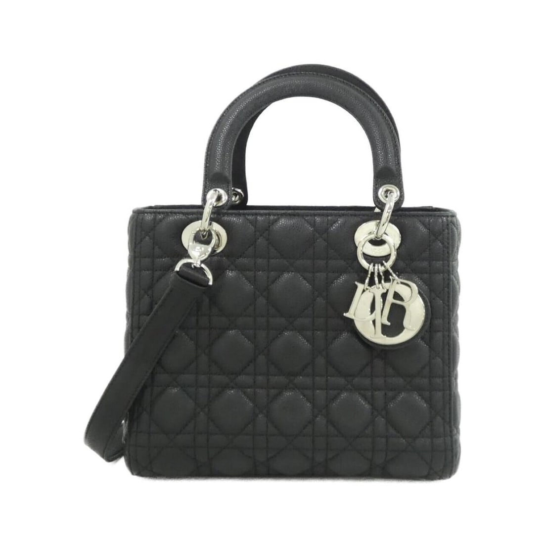Christian Dior Lady Medium M0565PWRT Handbag: --- Catalog ---Category: SizeSize (HxWxD): 20cm x 24cm x 11cm / 7.87'' x 9.44'' x 4.33''Category: DesignType: HandbagColor: BlackGender: WomenMaterial: Leather Leather/Fur Type: CalfskinCategory: