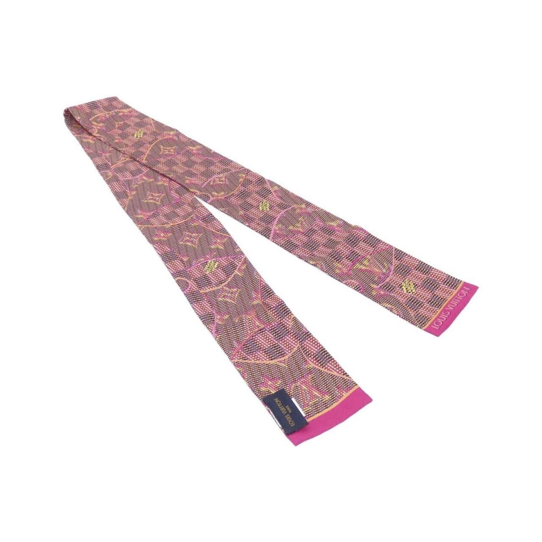 Louis Vuitton Bandeau Monogram LV Pop MP2499 Scarf/Muffler: --- Catalog ---Category: SizeSize (LxW): 8cm x 1.2m / 3.14'' x 47.24''Category: DesignType: ScarfColor: Monogram, PinkGender: WomenMaterial: Monogram , Silk Category: GeneralMPN: MP2499Brand: Louis