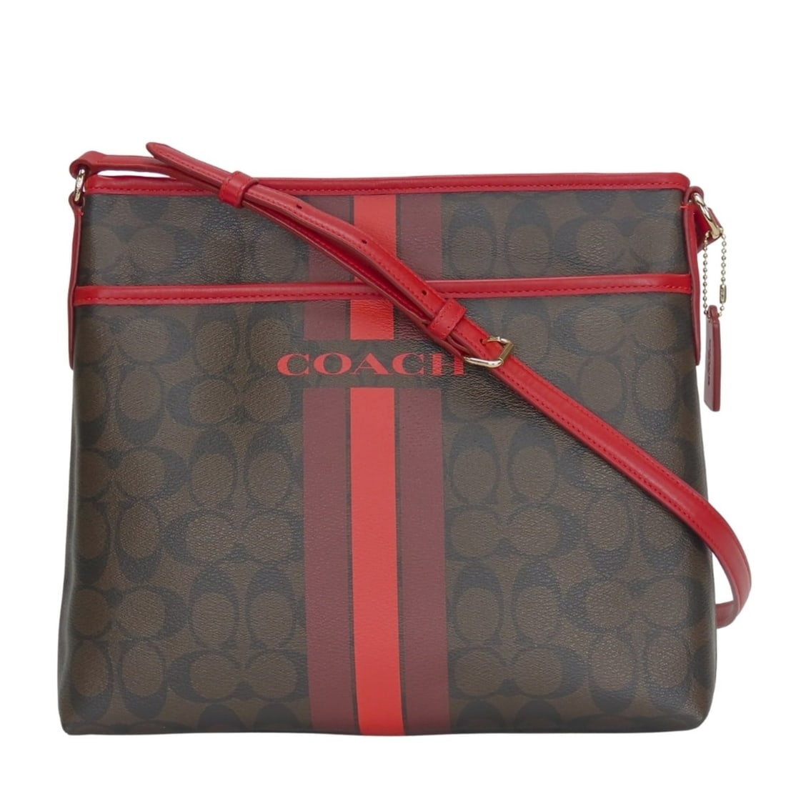 Coach Shoulder Bag Signature F38402 Leather Dark Brown Red Women's COACH: --- Catalog ---Category: SizeWeight: 470g / 1.03lb.Size (HxWxD): 25cm x 28.5cm x 4.5cm / 9.84'' x 11.22'' x 1.77''Strap Length: 110cm - 123cm / 43.3'' - 48.42''Category: DesignType: Shoulder bagColor: