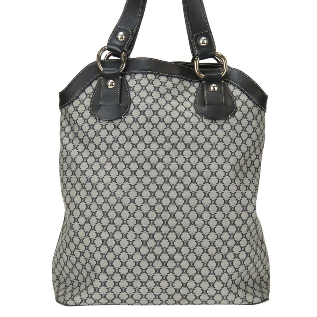 Celine Macadam Canvas Leather Tote Bag, Gray/Black, Triomphe, Women's.: --- Catalog ---Category: SizeWeight: 630g / 1.38lb.Size (HxWxD): 34cm x 29.5cm x 11cm / 13.38'' x 11.61'' x 4.33''Handle Length: 35cm / 13.77''Category: DesignType: Tote bagColor: Black, GrayStyle: Ca