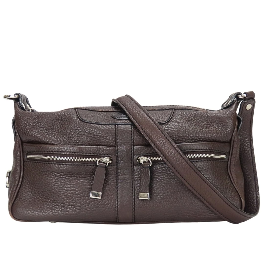 Tod's Shoulder Bag, Leather, Dark Brown, Silver Hardware, Women's TOD’S: --- Catalog ---Category: SizeWeight: 630g / 1.38lb.Size (HxWxD): 14.5cm x 30cm x 10cm / 5.7'' x 11.81'' x 3.93''Strap Length: 92cm / 36.22''Category: DesignType: Shoulder bagColor: Dark brownGender: W